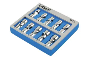 Laser Tools 7283 10pc Universal Joint Socket Set 3/8"D 6pt 10-19mm