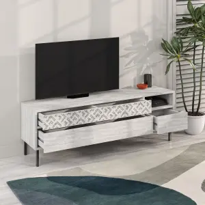 Decortie Heaton Modern Multimedia Unit with Storage TV Cabinet 60" Ancient White 145cm