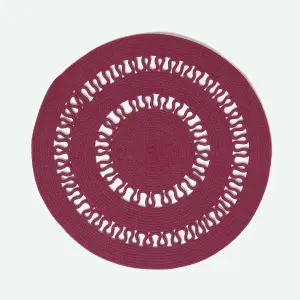 Homescapes Plum Crochet Braided Rug 90cm Round