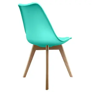 Soho  Aqua Plastic Dining Chair with Squared Light Wood Legs