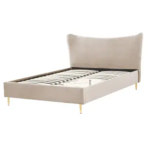 Velvet EU King Size Bed Taupe CHALEIX