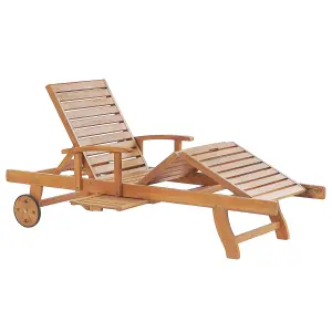 Sun Lounger with Cushion Wood Red JAVA