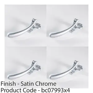 4 PACK - Bulb Ended Casement Window Fastener - 98mm Handle 45mm Centres Satin Chrome