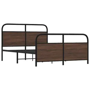 Berkfield Bed Frame Without Mattress 120x190 cm Small Double Brown Oak Engineered Wood