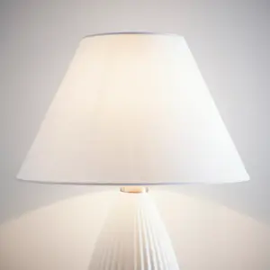 12" White Textured Linen Fabric Coolie Lampshade Modern Table Lamp and Floor Lamp Cone Light Shade