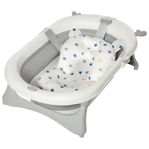 HOMCOM Foldable Baby Bath Tub Ergonomic with Temperature-Induced Water Plug