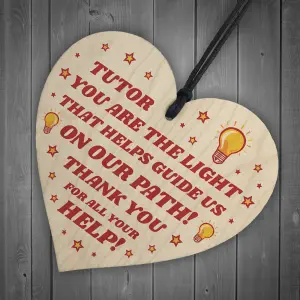 Handmade Thank You Tutor Gift Heart Hanging Sign Teacher Gifts Friendship Gift