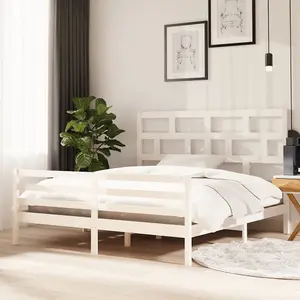 Berkfield Bed Frame White Solid Wood 180x200 cm 6FT Super King