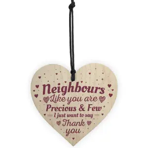 Red Ocean Neighbour Friendship Gift Handmade Wooden Hanging Heart Plaque Sign Thank You Gifts Keepsake