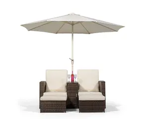 Giardino Nevada Double Reclining Rattan Sun Loungers Set - Brown