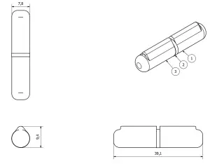 Lift Off Bullet Hinge Weld On Brass Bush 8x40mm Heavy Duty Door Hatch 4PK