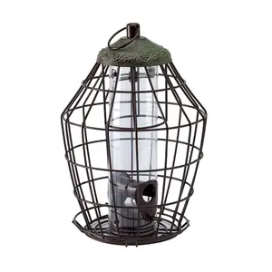 Peckish Secret garden Steel Seed Green Squirrel proof Bird feeder 0.7L