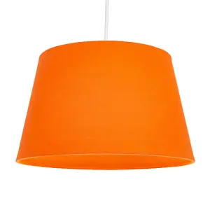 Traditional 30cm Vivid Orange Linen Fabric Drum Table/Pendant Shade 60w Maximum