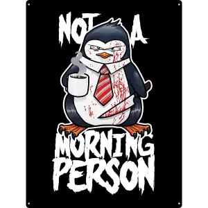 Psycho Penguin Not A Morning Person Plaque Black/White/Red (One Size)