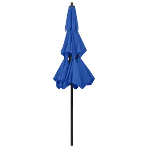 Berkfield 3-Tier Parasol with Aluminium Pole Azure Blue 2.5 m