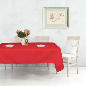 Neel Blue Polyester Tablecloth Rectangular 70"x144" - Red