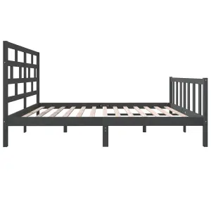 Berkfield Bed Frame Grey Solid Wood Pine 160x200 cm 5FT King Size