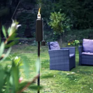 Harbour Housewares - Metal Garden Torches - Cylinder - Black - Pack of 6