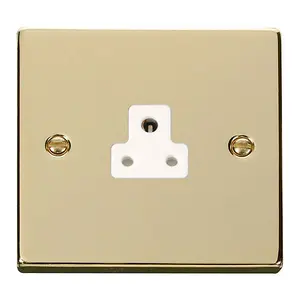 Polished Brass 1 Gang 2A Round Pin Socket - White Trim - SE Home