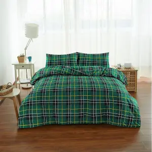 Tartan Duvet Cover Set Thermal Flannelette 100% Brushed Cotton Checked Bedding set