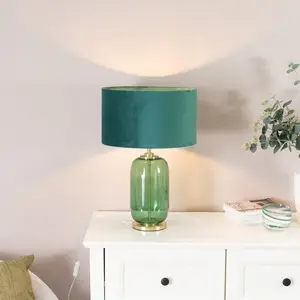 Anacristina Glass Table Lamp Green / Black