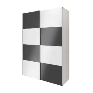 GoodHome Atomia Anthracite & white Particle board Wardrobe (H)2250mm (W)1500mm (D)655mm