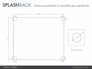 Crystal Clear Glass Kitchen Splashback (Copper Cap) 900mm x 750mm