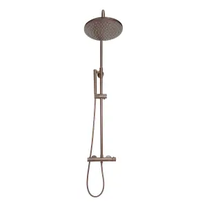 Brushed Bronze Overhead Rigid Riser Thermostatic Shower Kit