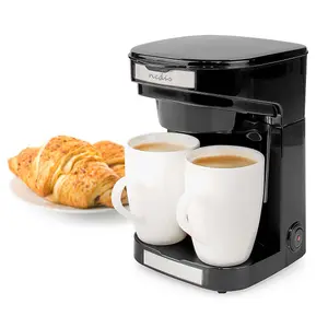 Dual Coffee Maker, Easy to Use Two Cup Machine with Reusable Filter, 250ml Capacity and 2 Ceramic Cups, 450W