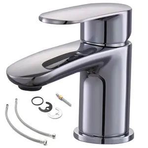 BATHWEST Bathroom Basin Tap Solid Brass Chromed Handle Hot Cold Mixer Tap Single Lever Faucet