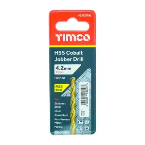 Timco - Ground Jobber Drills - Cobalt M35 (Size 4.2mm - 1 Each)