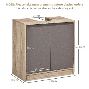 HOMCOM 60x60cm Under-Sink Storage Cabinet w/ Adjustable Shelf 2 Doors Cabinet