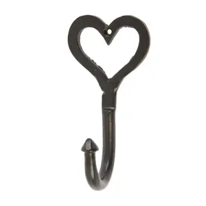 Hammer & Tongs - Single Heart Hook - W65mm x H130mm - Black