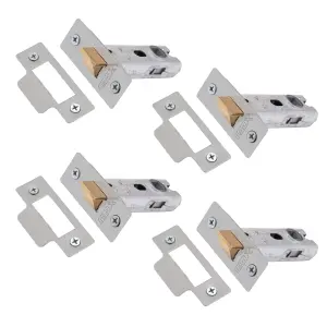 XFORT 4 Pack 75mm Satin Chrome Tubular Latch, Mortice Door Latch