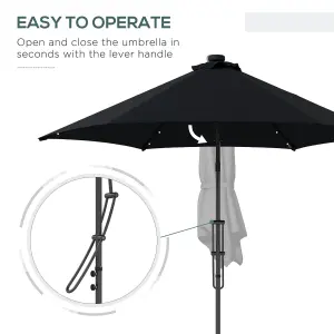 Outsunny 3(m) Cantilever Garden Parasol Umbrella W/ Solar LED and Cover, Black