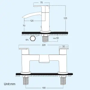 Modern Chrome Waterfall Bath Filler Mixer Tap Bathroom Round