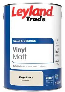 Leyland Trade Vinyl Matt Walls & Ceilings Emulsion Paint Elegant Ivory (PPG1081-1) 5L