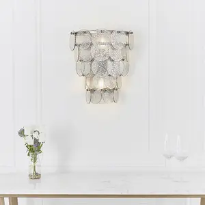 Luminosa Trapani 2 Light Wall Lamp Antique Silver Paint & Mercury Glass