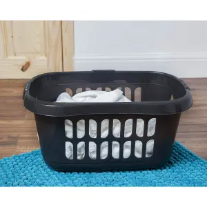 1 x Midnight (Black/Grey) Plastic Laundry Basket For Washing Clothes & Laundry