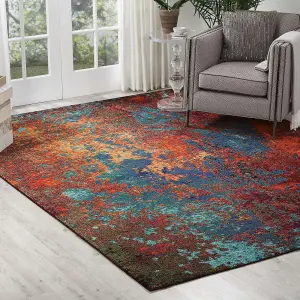 Multi Modern Easy to Clean Abstract Graphics Rug For Dining Room -201cm X 292cm