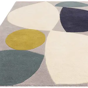 Teal Modern Handmade Geometric Wool Easy to Clean Rug for Living Room & Bedroom-200cm X 290cm