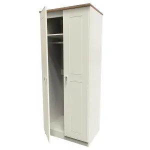 Albert 2 Door Wardrobe in Cream Ash & Oak (Ready Assembled)