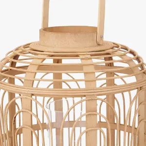 Small Natural Bamboo and Glass Lantern