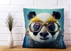 Panda With Golden Glasses Splashart Cushions 45cm x 45cm