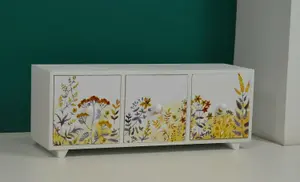 Hand Printed Women Jewellery Box  - Floral Yellow