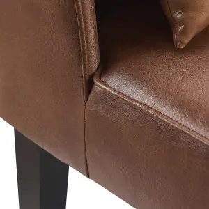 Teamson Home Lounge Accent Chair, Reading Armchair Seat in Faux-Leather with Pillow Back - Brown - 62 x 72 x 76 (cm)