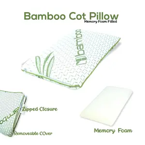 Bamboo Cot Pillow Memory Foam Junior Toddler kids Pillow Removable Bamboo Cover