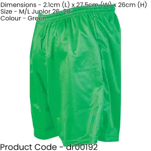 M/L - GREEN Junior Sports Micro Stripe Training Shorts Bottoms - Unisex Football