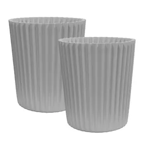 simpa 2PC XL Grey Wave Plastic Planters.