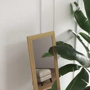 HOMCOM Full Length Mirror Farmhouse Wall Mirror Hanging Freestanding Natural